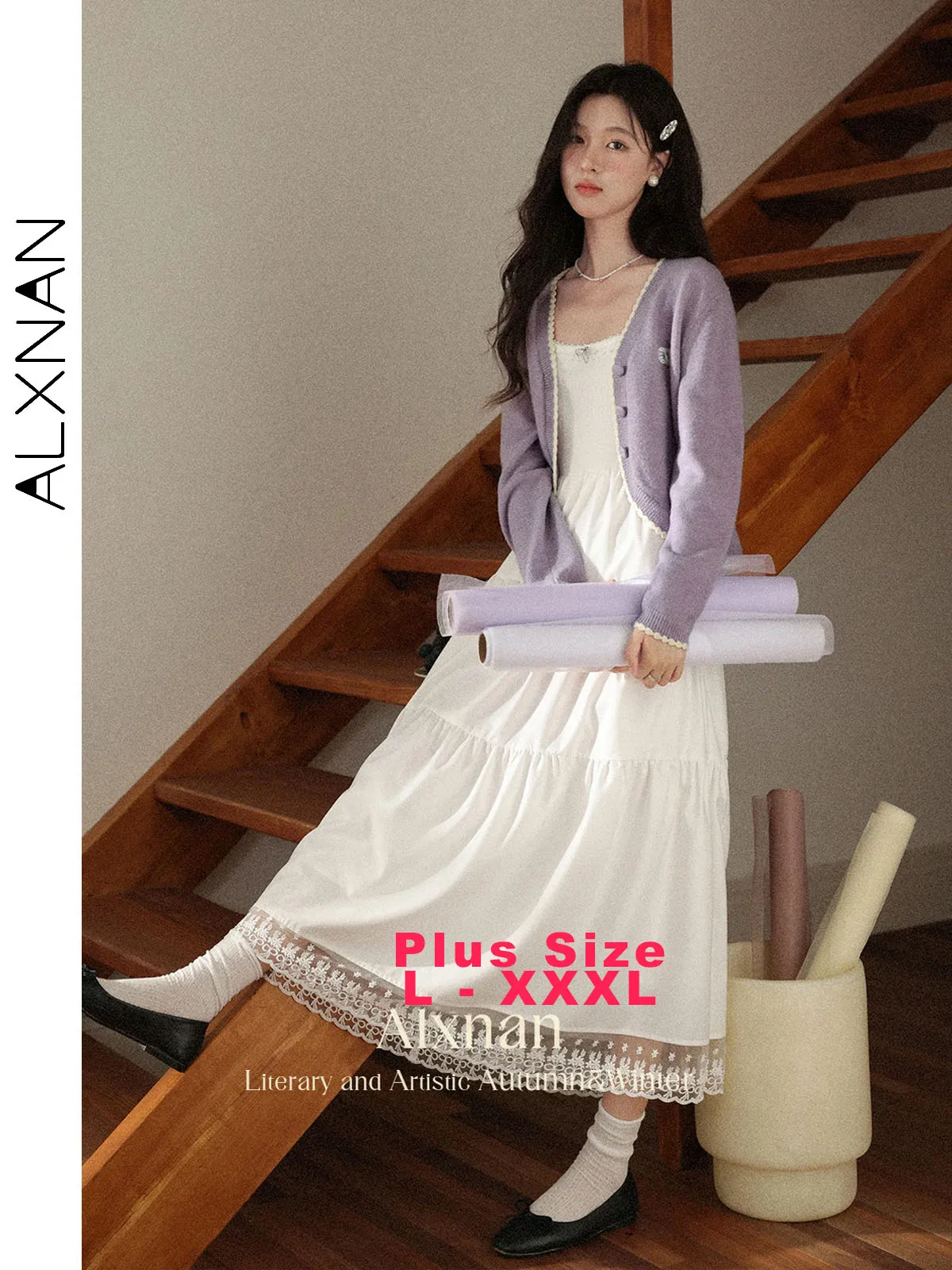ALXNAN Plus Size Purple Cardigan Women V-neck Long Sleeve Sweater Trend 2025 Elegant Female Tops Korean Popular Clothes D12508SY
ALXNAN Plus Size Purple Cardigan Women V-neck Long Sleeve Sweater Trend 2025 Elegant Female Tops Korean Popular Clothes D12508SY