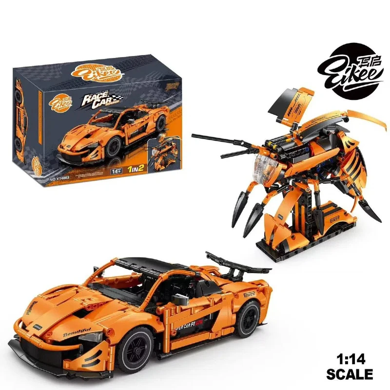1:14 Scale 2-in-1 Transformable Building Blocks Orange Super Sport Race Car to Mechanical Beetle Model Kit Toys for Adults Gift
1:14 Scale 2-in-1 Transformable Building Blocks Orange Super Sport Race Car to Mechanical Beetle Model Kit Toys for Adults Gift