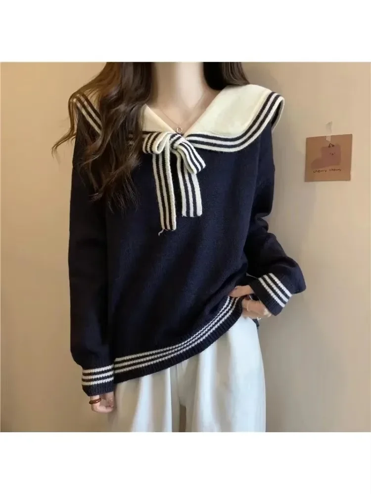 2025 New JK Women's Sweaters Gentle Sailor Collar Bow Knitwears Loose Casual Sweet College Style Pullovers Ladies Clothing
2025 New JK Women's Sweaters Gentle Sailor Collar Bow Knitwears Loose Casual Sweet College Style Pullovers Ladies Clothing