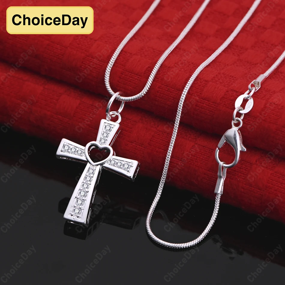 ChoiceDay 925 Sterling Silver Delicate Cross Heart Pendant Necklace Women's Wedding Jewelry Accessories Gift
ChoiceDay 925 Sterling Silver Delicate Cross Heart Pendant Necklace Women's Wedding Jewelry Accessories Gift
