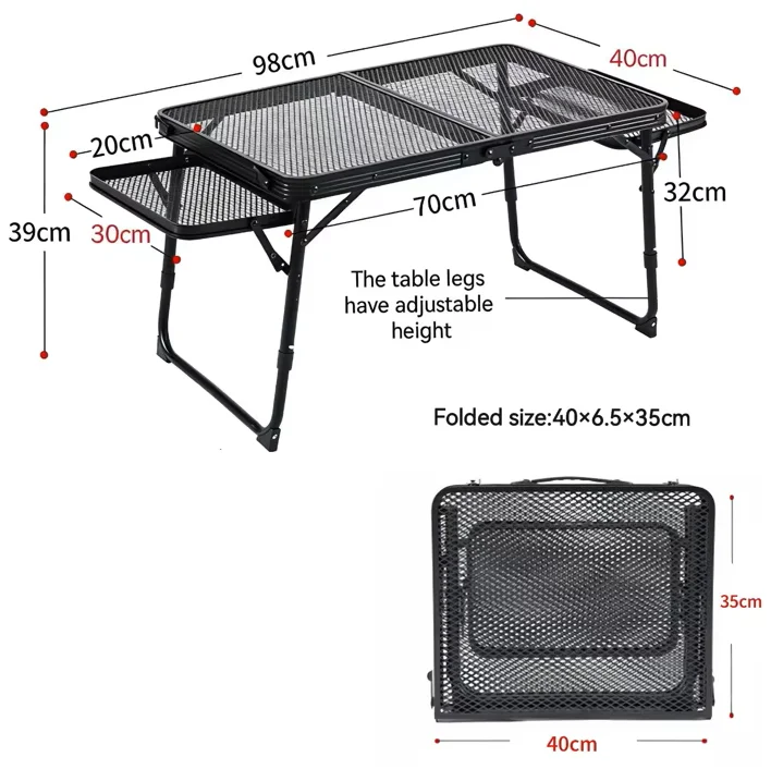 Lightweight Foldable Mesh Camping Table, Extendable Side Table for Outdoor BBQ Picnic & Travel
Lightweight Foldable Mesh Camping Table, Extendable Side Table for Outdoor BBQ Picnic & Travel