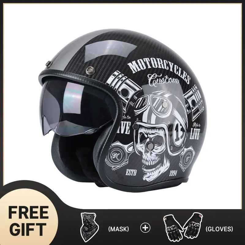 Motorcycle Carbon Fiber Jet Helmets 3/4 Open Face Helmet Sunvisor Vintage Motorbike Electric Bike Scooter Riding Helmets
Motorcycle Carbon Fiber Jet Helmets 3/4 Open Face Helmet Sunvisor Vintage Motorbike Electric Bike Scooter Riding Helmets