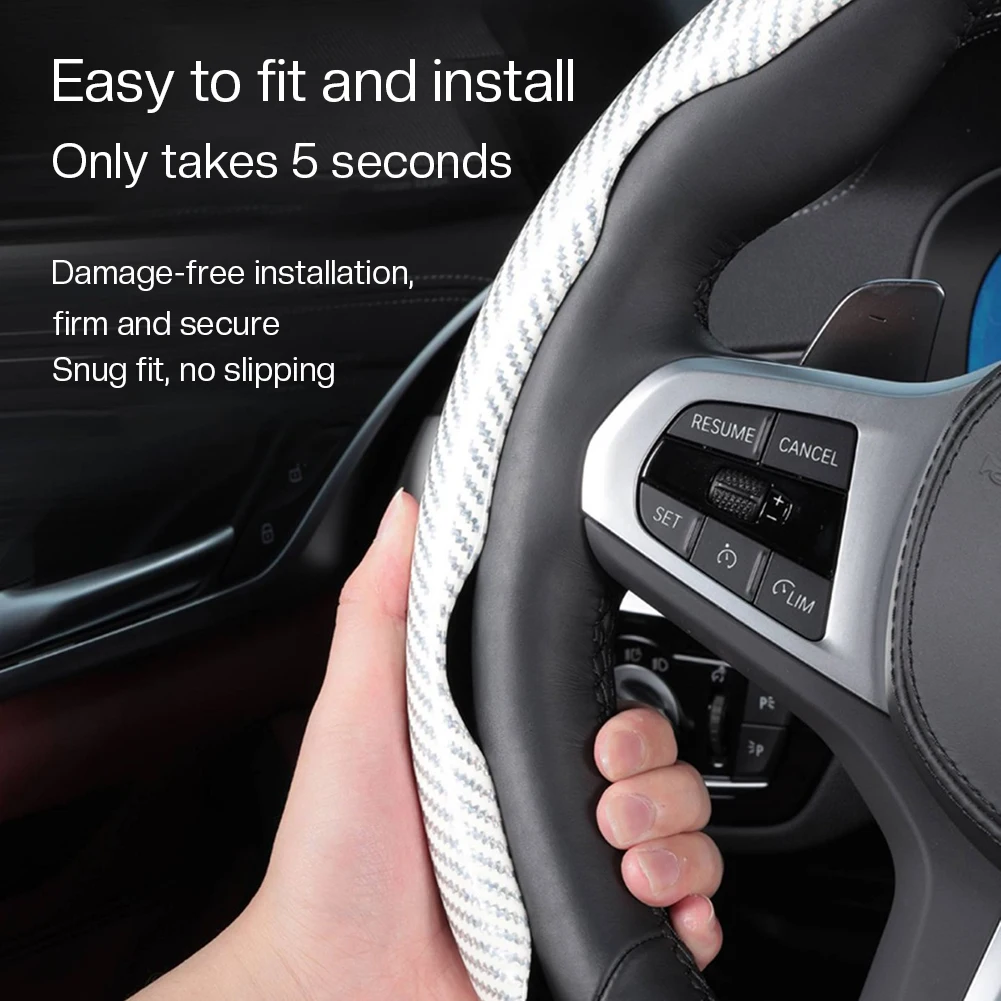 Carbon Fiber Steering Wheel Cover Protector Snug Fit Non-Slip Grip Smooth Washable Carbon Fiber Pattern Car for 38CM Accessories
Carbon Fiber Steering Wheel Cover Protector Snug Fit Non-Slip Grip Smooth Washable Carbon Fiber Pattern Car for 38CM Accessories