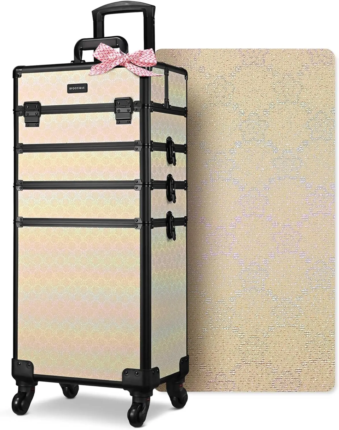 Портативная косметичка на колесиках, органайзер 4-в-1 для профессионалов макияжа и салонов
Портативная косметичка на колесиках, органайзер 4-в-1 для профессионалов макияжа и салонов