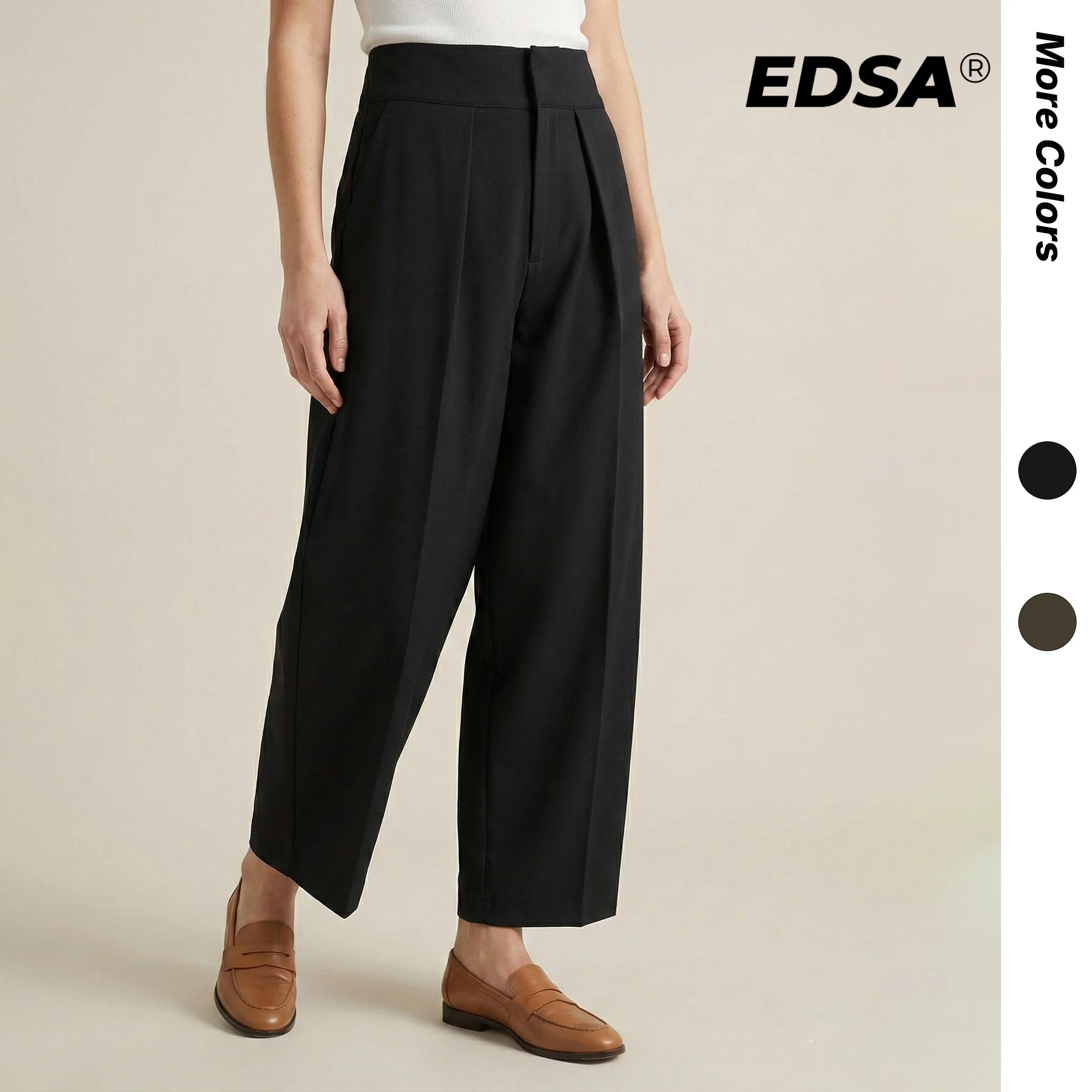 EDSA женские свободные плиссированные брюки с высокой талией, универсальные женские длинные прямые брюки с широкими штанинами
EDSA женские свободные плиссированные брюки с высокой талией, универсальные женские длинные прямые брюки с широкими штанинами