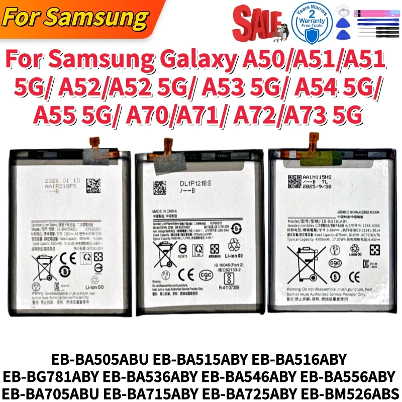 High quality For Samsung Galaxy A50 A51 A52 A53 A55 A70 A71 A72 A73/5G Replacement Battery+Free Tools
High quality For Samsung Galaxy A50 A51 A52 A53 A55 A70 A71 A72 A73/5G Replacement Battery+Free Tools