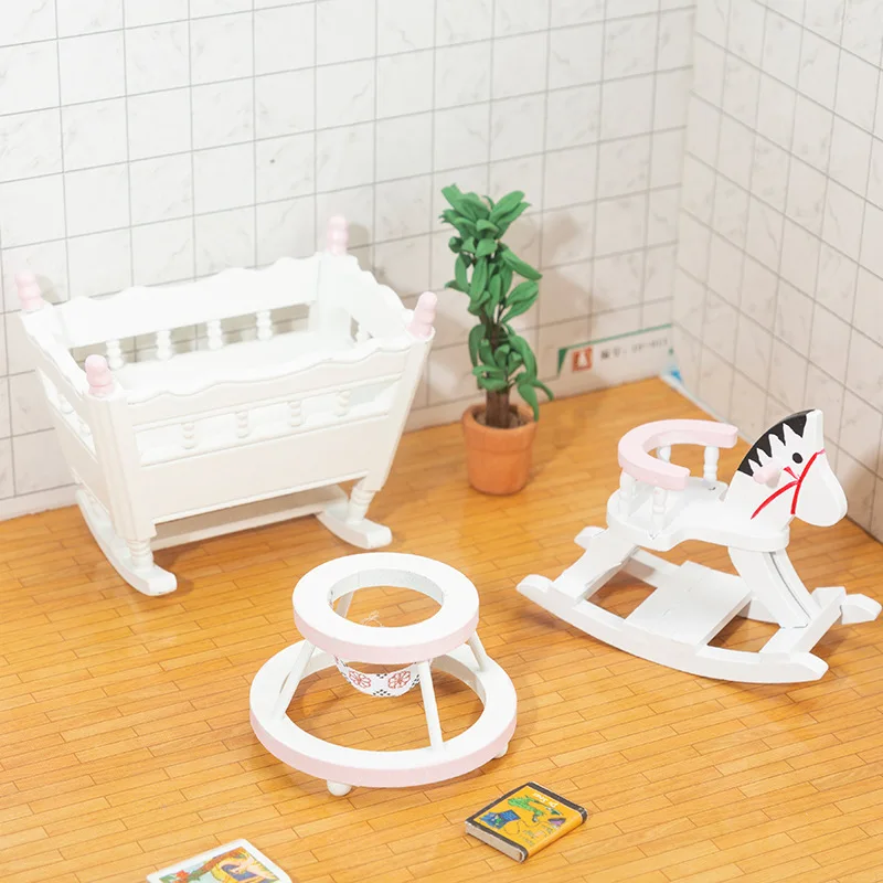 1/12 Doll House Bedroom Furniture Wooden Walker Nursery Cradle Cockhorse Model Set Baby Room Scenes Home Furnishings Accessories
1/12 Doll House Bedroom Furniture Wooden Walker Nursery Cradle Cockhorse Model Set Baby Room Scenes Home Furnishings Accessories