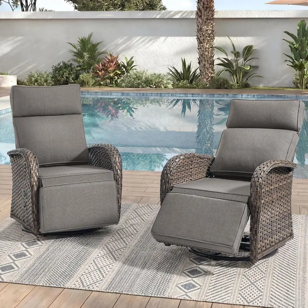 Zero Gravity Patio Swivel Recliner Chairs Set o 2 - Wicker Outdoor Lounge Chair with Adjustable Backrest & ootrest, All Weather
Zero Gravity Patio Swivel Recliner Chairs Set o 2 - Wicker Outdoor Lounge Chair with Adjustable Backrest & ootrest, All Weather