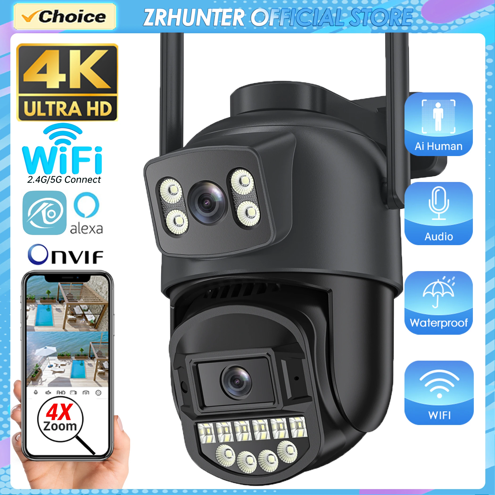 10MP PTZ IP-камера 8MP 4K Наружная двойная линза двойной экран 5G WIFI камера с ИИ слежением безопасности камера видеонаблюдения
10MP PTZ IP-камера 8MP 4K Наружная двойная линза двойной экран 5G WIFI камера с ИИ слежением безопасности камера видеонаблюдения