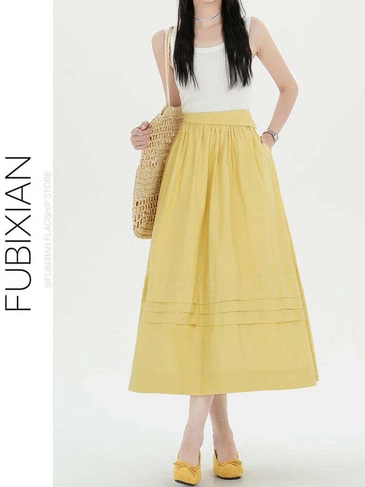 Summer Yellow Elastic High Waist A-Line Midi Skirt Women's Faion French Sle Polyester Fiber Daily Wear Full Skirt
Summer Yellow Elastic High Waist A-Line Midi Skirt Women's Faion French Sle Polyester Fiber Daily Wear Full Skirt