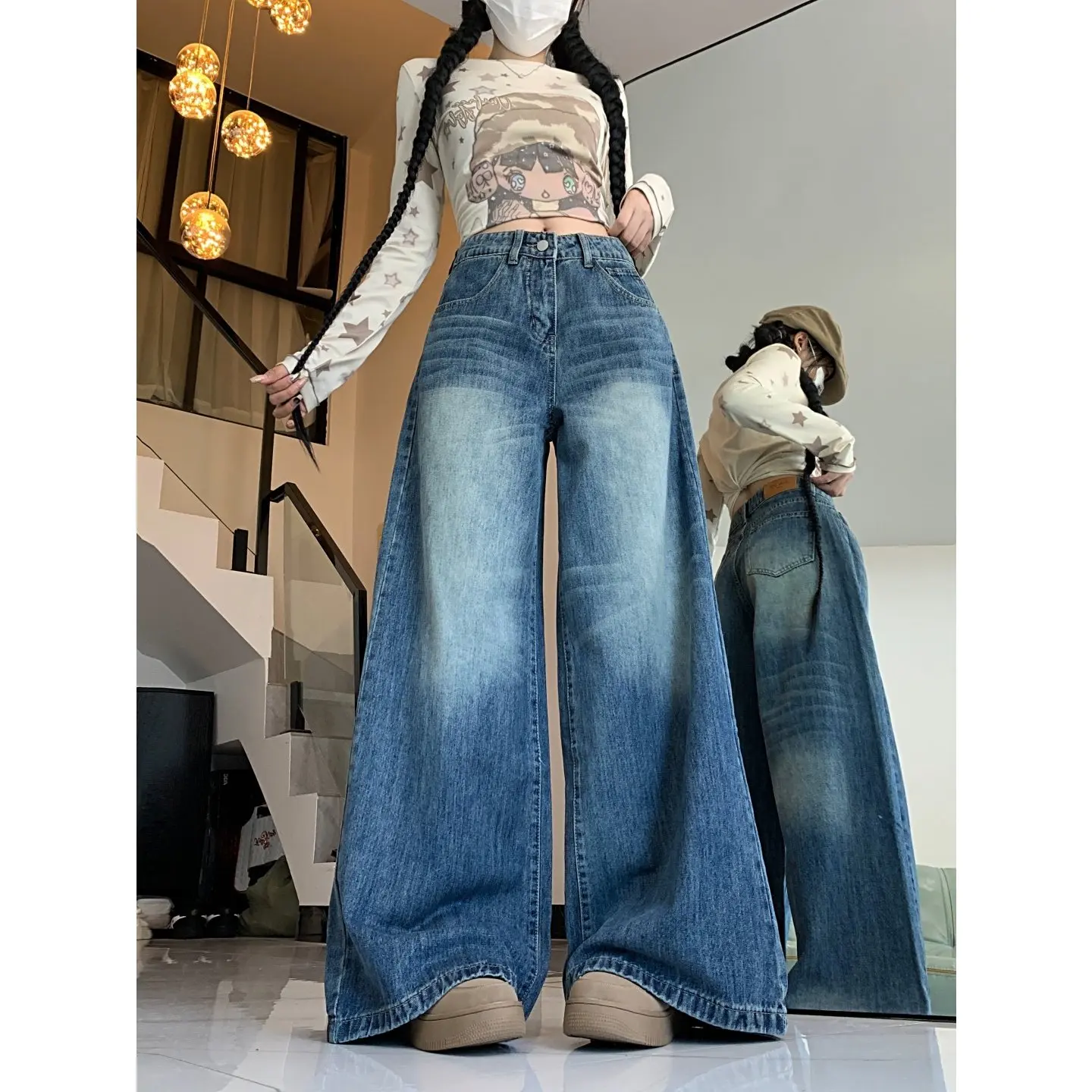 American Retro High Waist Wide Leg Jeans Women's Design Sensation Small Audience Draping Initial Spring Loose Slim Straight F...
American Retro High Waist Wide Leg Jeans Women's Design Sensation Small Audience Draping Initial Spring Loose Slim Straight F...