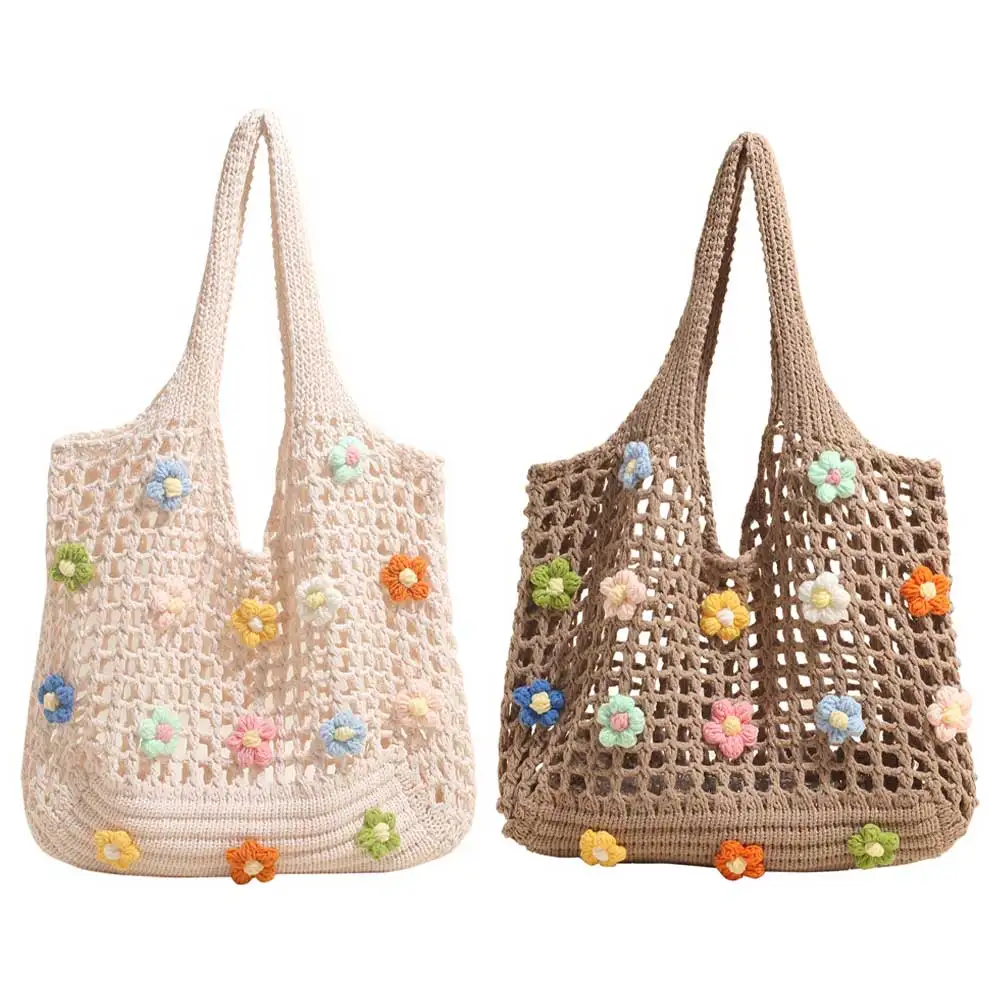 Women Knitted Tote Handbag Hollow Out Flower Crochet Tote Bag Large Capacity Crochet Grocery Bag Ladies Daily Handbag
Women Knitted Tote Handbag Hollow Out Flower Crochet Tote Bag Large Capacity Crochet Grocery Bag Ladies Daily Handbag