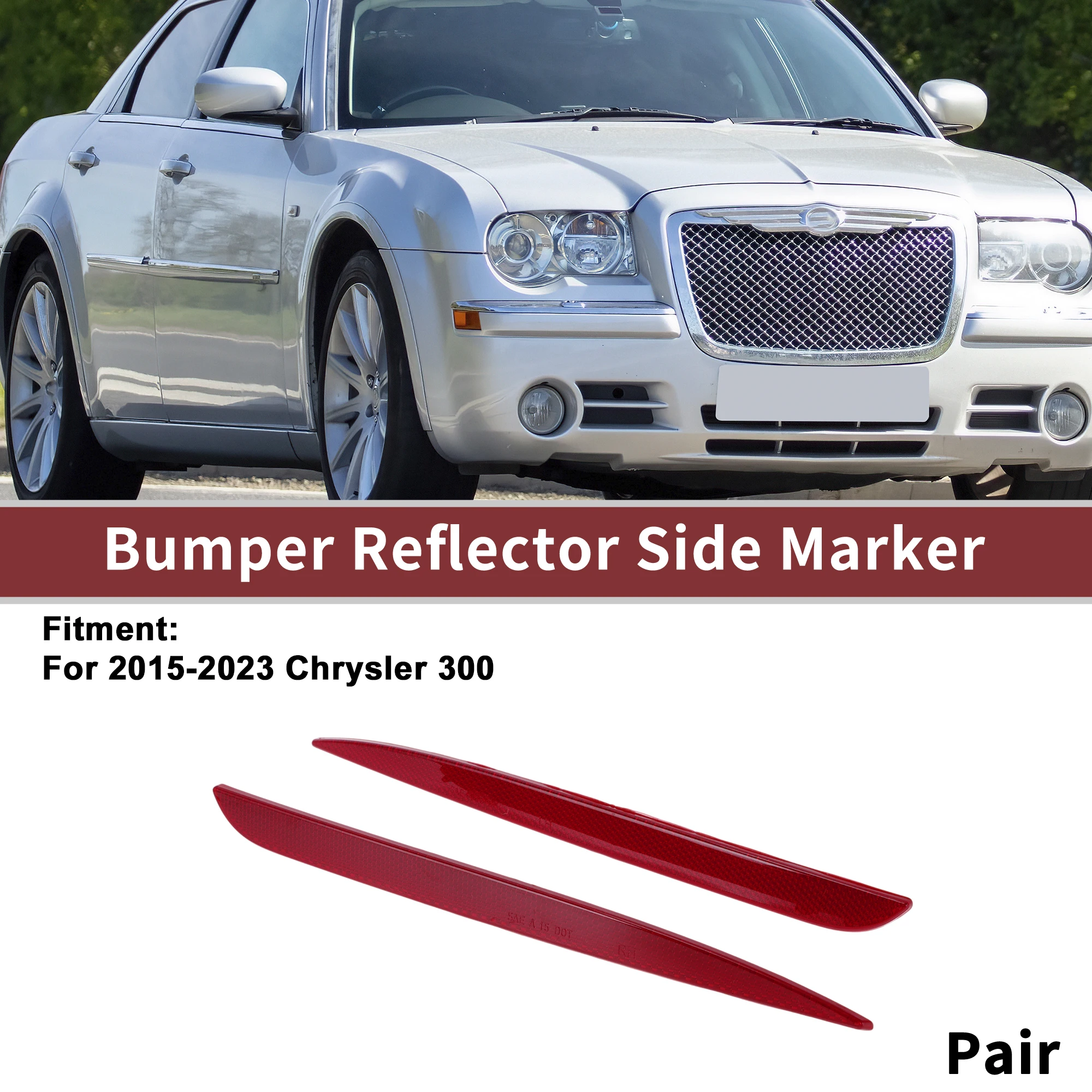 UXCELL 1 Pair Rear Left Rear Right Bumper Reflectors No.68213444AB Bumper Reflector Side Marker for Chrysler 300 2015-23
UXCELL 1 Pair Rear Left Rear Right Bumper Reflectors No.68213444AB Bumper Reflector Side Marker for Chrysler 300 2015-23