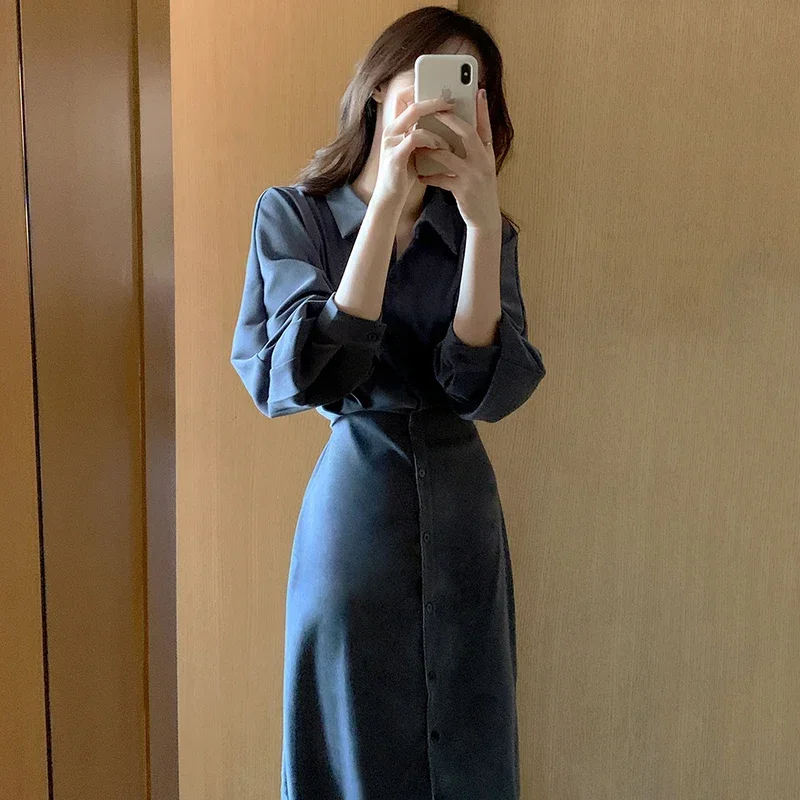 Vintage Evening Shirt Dresses for Women Party Fashion High Waist Korean Lace Up Long Woman Dress Elegant Autumn 2023 Vestidos
Vintage Evening Shirt Dresses for Women Party Fashion High Waist Korean Lace Up Long Woman Dress Elegant Autumn 2023 Vestidos
