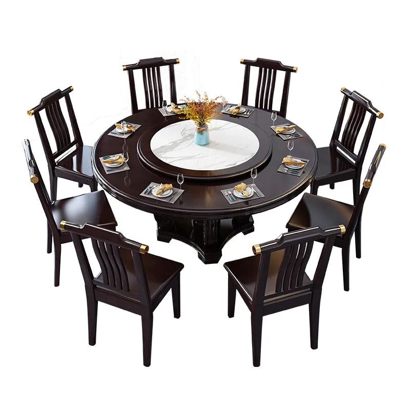 New Chinese style, solid wood, dining table and chairs, combination, simple, household, with turntable
New Chinese style, solid wood, dining table and chairs, combination, simple, household, with turntable