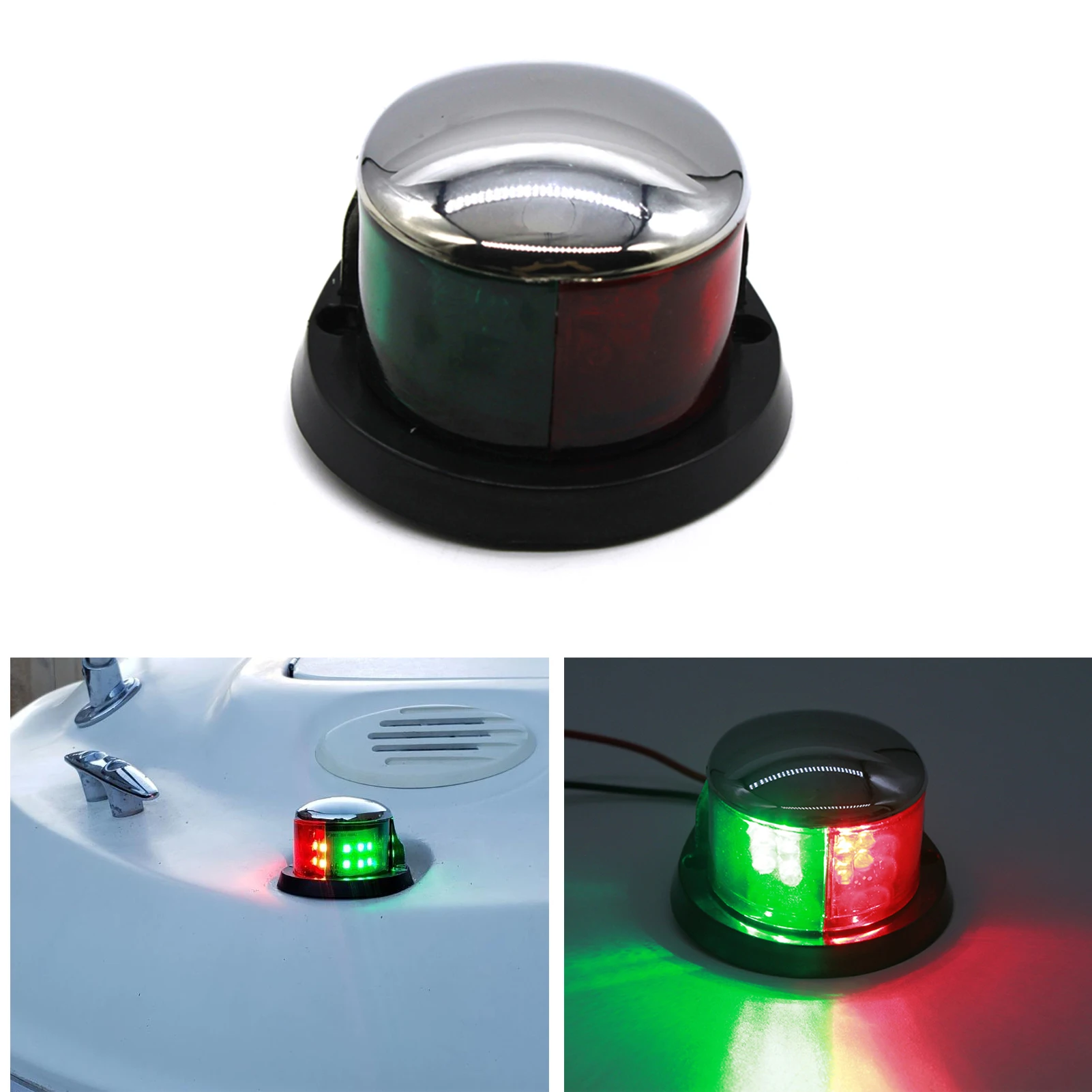 12V LED marine navigation light red and green dual-color marine side light suitable for buoy yachts DC12V silver plated frame
12V LED marine navigation light red and green dual-color marine side light suitable for buoy yachts DC12V silver plated frame