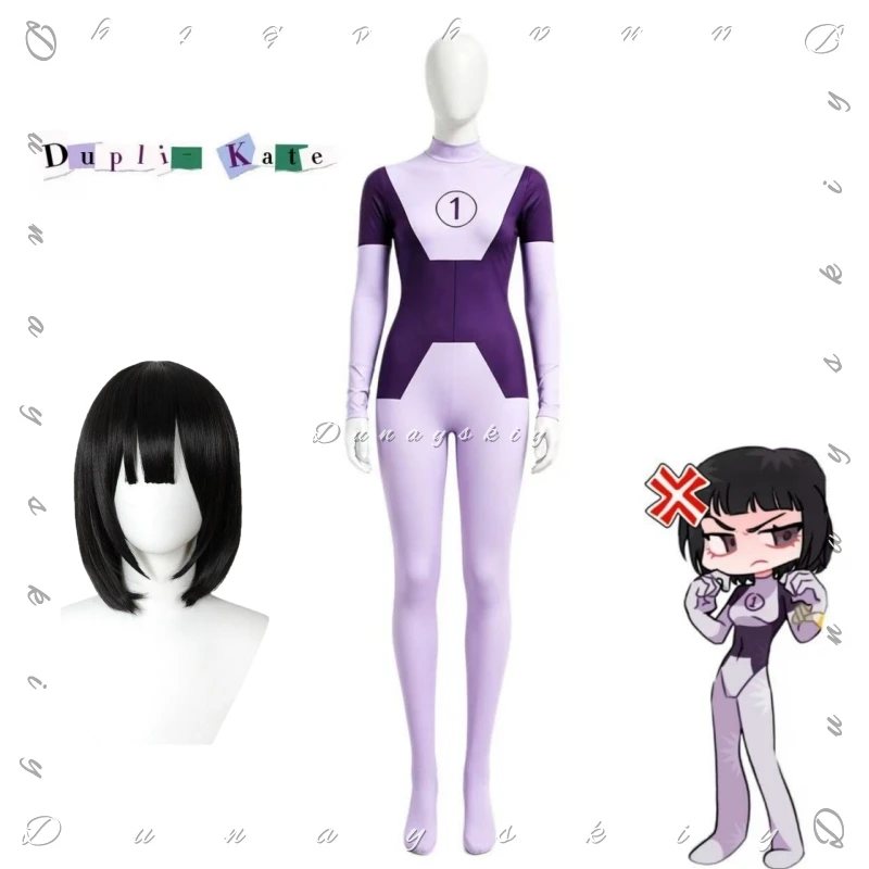 Invincible TV Series Dupli-Kate Cosplay Costume Purple & White Form-Fitting Jumpsuit With "1" Chest Logo Halloween Themed Party
Invincible TV Series Dupli-Kate Cosplay Costume Purple & White Form-Fitting Jumpsuit With "1" Chest Logo Halloween Themed Party