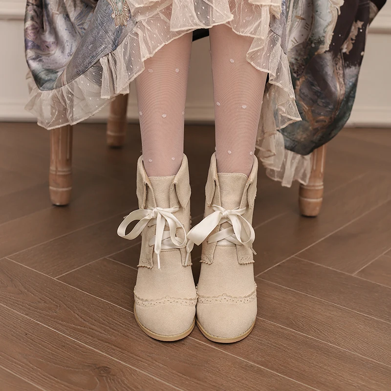 Lolita Style Faux Suede Matte Finish Boots High Heel Short Booties for Girls Student Hanfu Fashion Boots round Toe Thi...
Lolita Style Faux Suede Matte Finish Boots High Heel Short Booties for Girls Student Hanfu Fashion Boots round Toe Thi...