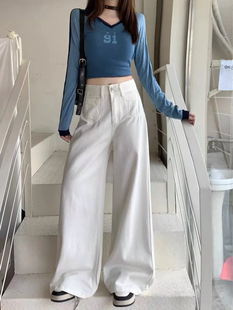 White Drapey Wide Leg Jeans Women's Spring 2026 New Small Size Loose Slimming Floor-Length Denim American Casual High W...
White Drapey Wide Leg Jeans Women's Spring 2026 New Small Size Loose Slimming Floor-Length Denim American Casual High W...