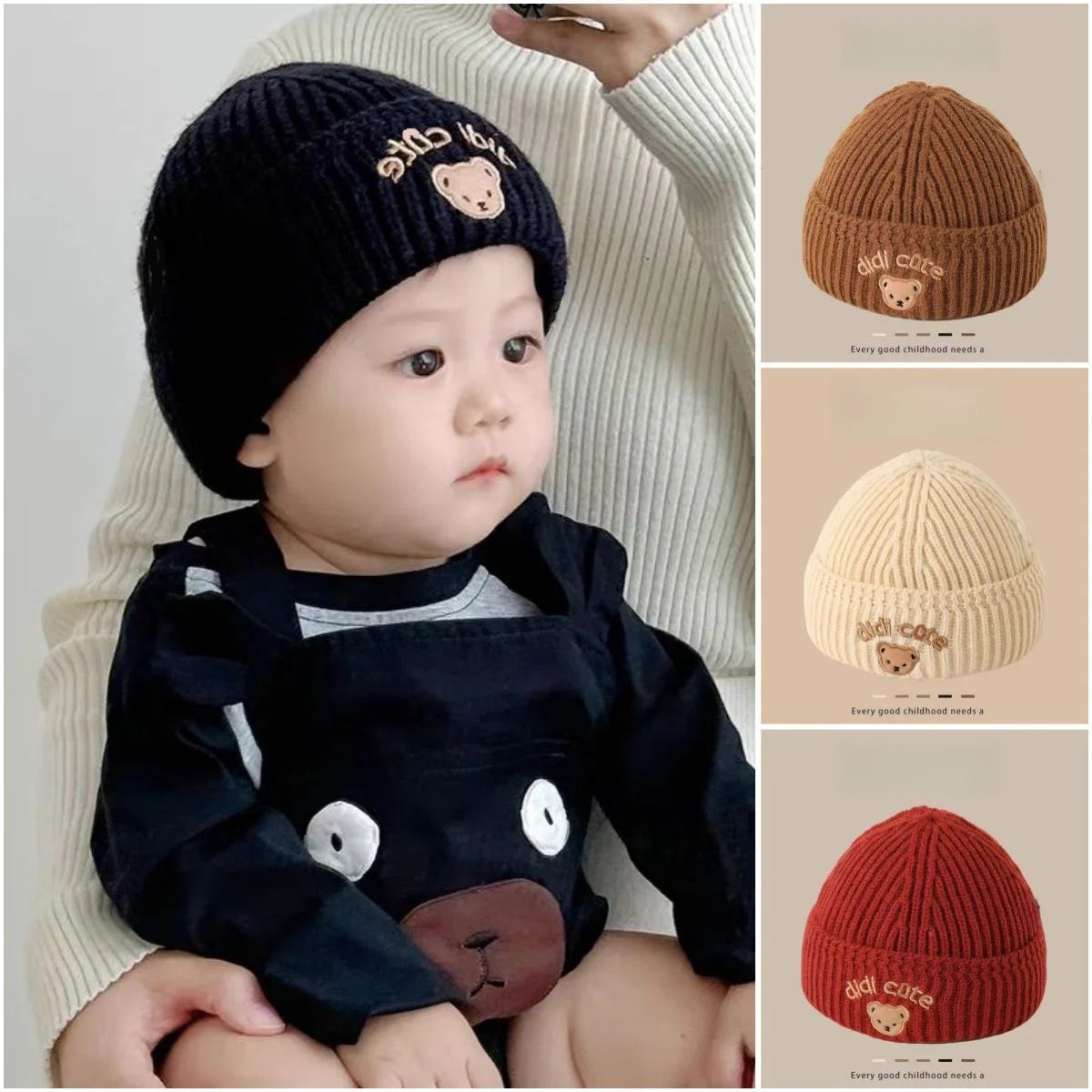 Cute Bear Knitted Hat Winter Warm Children Pullover Cap 3-9year Boys Girls Baby Woolen Crochet Bonnet Solid Color Kids Beanies
Cute Bear Knitted Hat Winter Warm Children Pullover Cap 3-9year Boys Girls Baby Woolen Crochet Bonnet Solid Color Kids Beanies