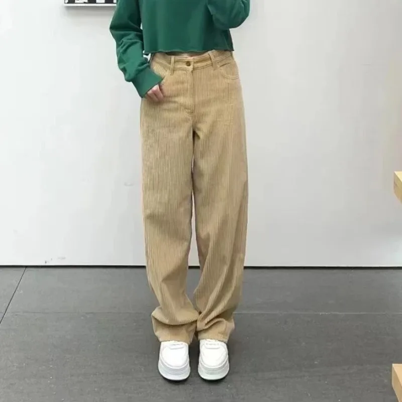 2023 Early Spring Women Pants Custom-dyed Beige Khaki Corduroy Straight-leg Trousers
2023 Early Spring Women Pants Custom-dyed Beige Khaki Corduroy Straight-leg Trousers