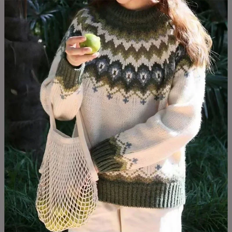 Autumn and Winter Women's Sweater Acrylic Thick Needle Thickened Jacquard Sweater
Autumn and Winter Women's Sweater Acrylic Thick Needle Thickened Jacquard Sweater
