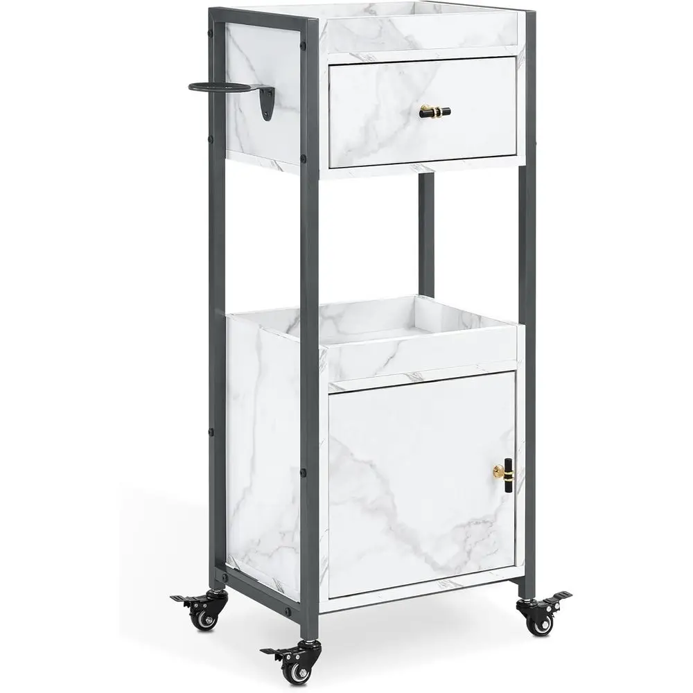Rolling Trolley Cart with Drawer&Dryer Holder, Beauty Barber Marbling Textured Mobile Storage Organizer, Hair Stylist Cabinet St
Rolling Trolley Cart with Drawer&Dryer Holder, Beauty Barber Marbling Textured Mobile Storage Organizer, Hair Stylist Cabinet St