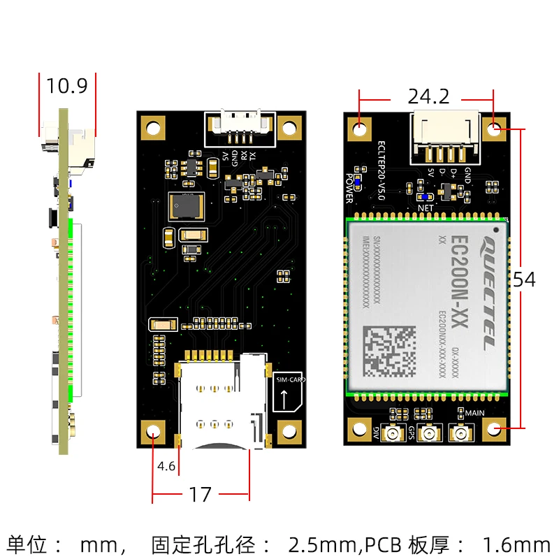 EC200A-CN CAT1 Module 4G Full Netcom Development Board Core Board EC200N-CN Serial Port Transparent Transmission
EC200A-CN CAT1 Module 4G Full Netcom Development Board Core Board EC200N-CN Serial Port Transparent Transmission