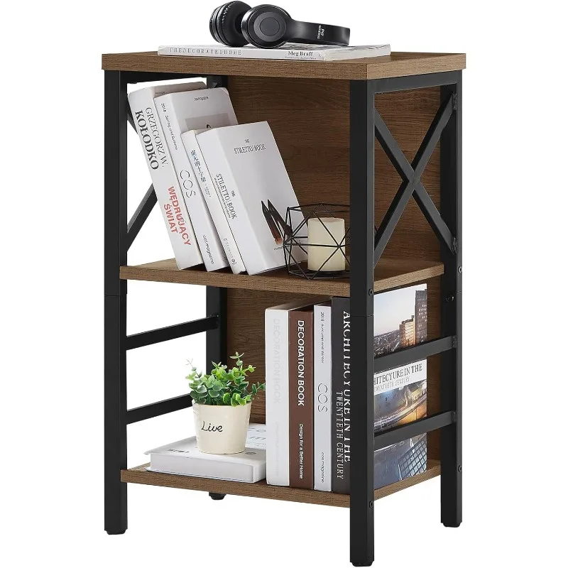 Small Bookcase,3 Tier Industrial Bookshelf with Metal Frame and Backboard,Low Rustic Brown Book Shelf,Small Book case for Small
Small Bookcase,3 Tier Industrial Bookshelf with Metal Frame and Backboard,Low Rustic Brown Book Shelf,Small Book case for Small