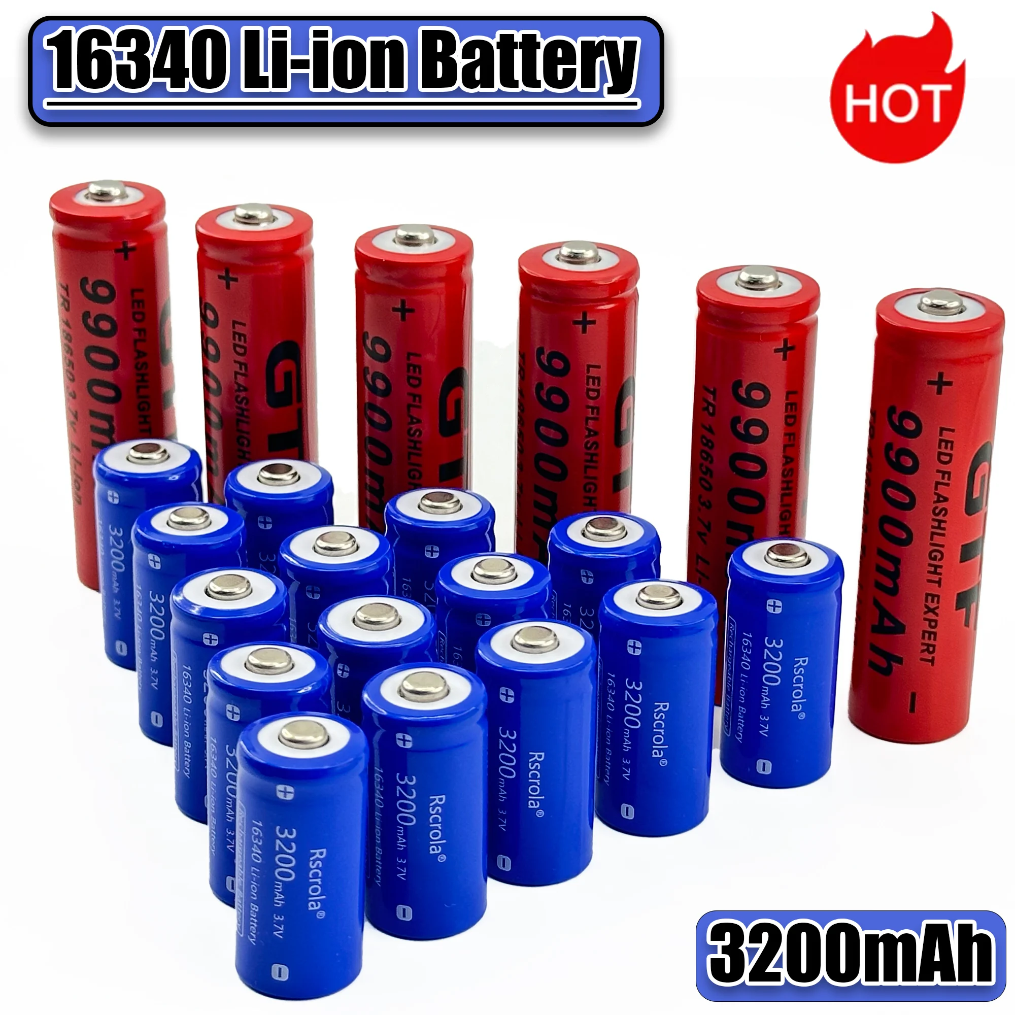 Rscrola 16340 CR123A Li-ion Rechargeable Batteriy 3.7V 3200mAh and For LED Flashlight Laser pen For 16340 CR123A Battery
Rscrola 16340 CR123A Li-ion Rechargeable Batteriy 3.7V 3200mAh and For LED Flashlight Laser pen For 16340 CR123A Battery
