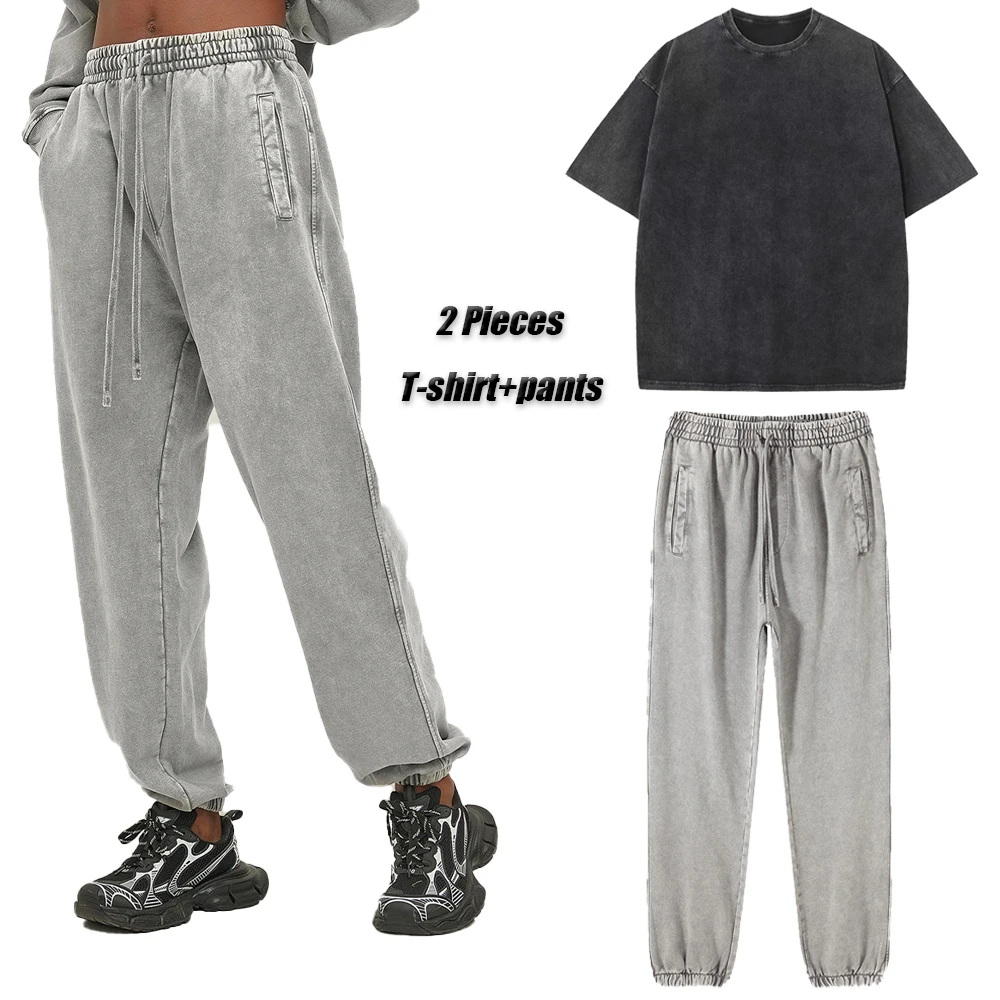 Printed Acid Washed Retro Punk T-Shirt + Acid Pants Set For Men Adults Cotton Shorts Two-Piece Suit Harajuku Streetwear Unisex
Printed Acid Washed Retro Punk T-Shirt + Acid Pants Set For Men Adults Cotton Shorts Two-Piece Suit Harajuku Streetwear Unisex