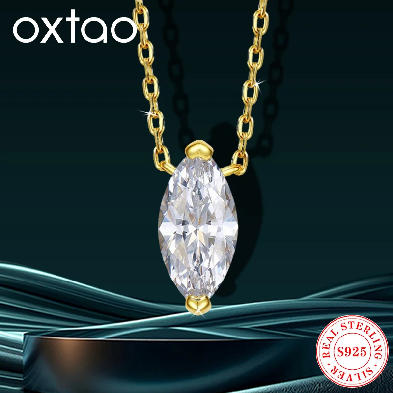 OXTAO простое ожерелье из муассанита в форме конского глаза для женщин, оригинальное серебро 925, сверкающее лабораторное ожерелье с бриллиантами, ювелирные изделия 
OXTAO простое ожерелье из муассанита в форме конского глаза для женщин, оригинальное серебро 925, сверкающее лабораторное ожерелье с бриллиантами, ювелирные изделия