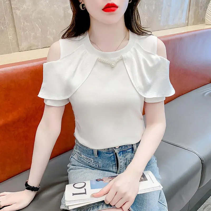Short-sleeved T-shirt New Summer Women Chic Off-shoulder Top Versatile Pullover Women's Clothing Kawaii Fashion Tees JJ82
Short-sleeved T-shirt New Summer Women Chic Off-shoulder Top Versatile Pullover Women's Clothing Kawaii Fashion Tees JJ82