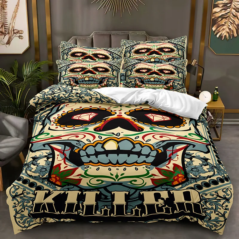 Skull Bedding Set Skeleton Duvet Cover Pillowcase Adult Child Halloween Bedroom Decoration Single Double Large Size
Skull Bedding Set Skeleton Duvet Cover Pillowcase Adult Child Halloween Bedroom Decoration Single Double Large Size