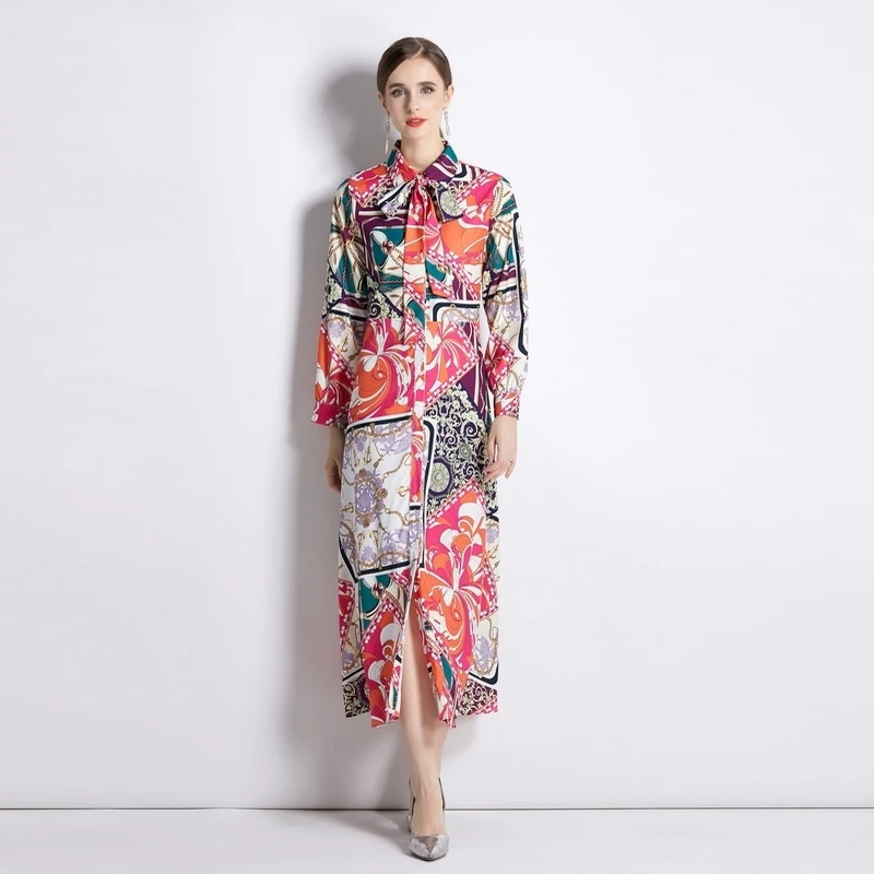 2023 New Fashion Silk Printed Dress Women's Summer Versatile Retro Long Sleeve Loose Fit Leisure Vacation Vestidos
2023 New Fashion Silk Printed Dress Women's Summer Versatile Retro Long Sleeve Loose Fit Leisure Vacation Vestidos