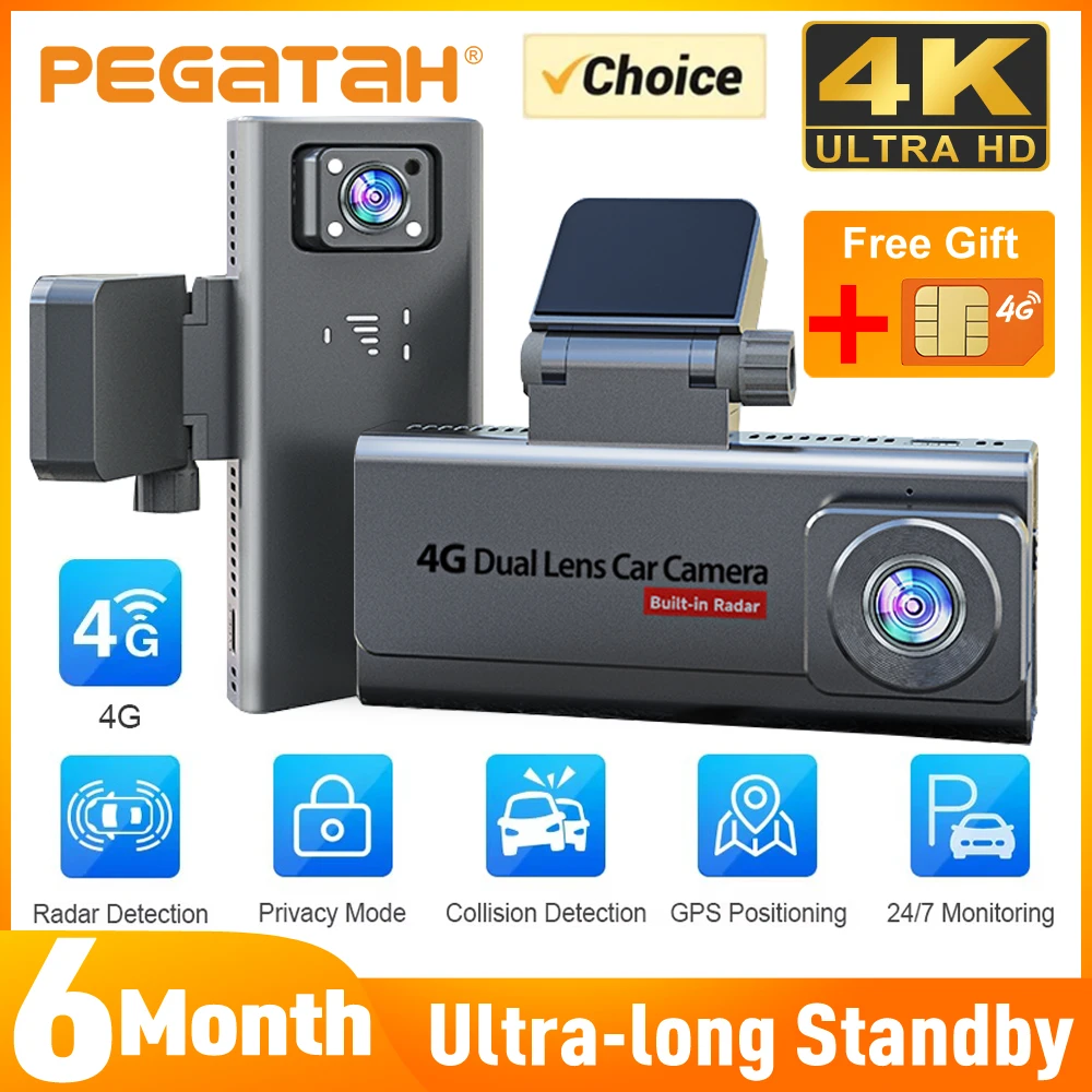 PEGATAH 4K 4G Car Security Camer Dual Lens GPS Dash Cam for Car Camera Intercom Human Detection 6 Month 24H Parking Monitor
PEGATAH 4K 4G Car Security Camer Dual Lens GPS Dash Cam for Car Camera Intercom Human Detection 6 Month 24H Parking Monitor