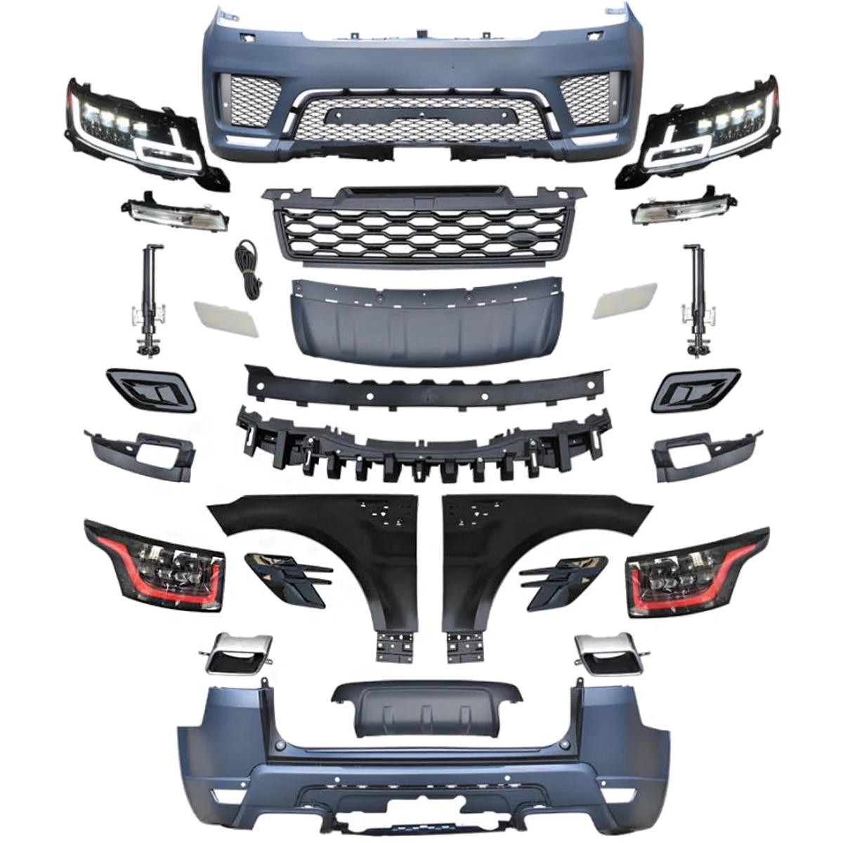 New Type PP Plastic Bumpers Body Kit for Range Rover Sport L494 2014-2017 Change to 2020 OE.
New Type PP Plastic Bumpers Body Kit for Range Rover Sport L494 2014-2017 Change to 2020 OE.