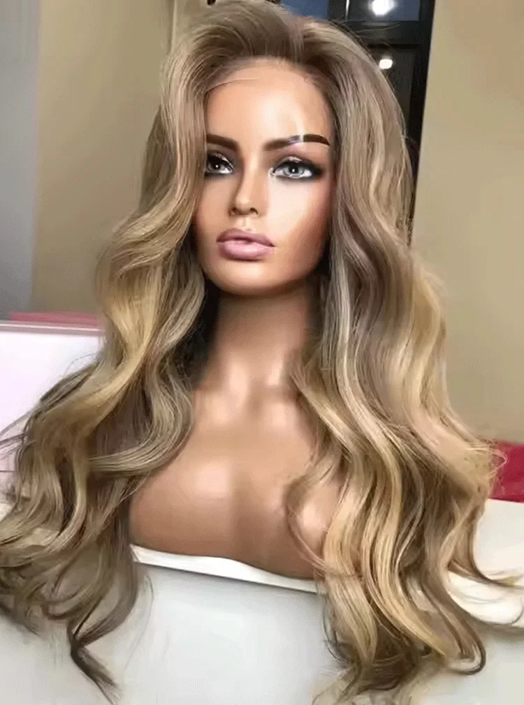 Brown Blonde Streaks Wig Dark Roots Highlights Body Wave Lace Front Wig 26 Inch 13x4 Side Part Wig Glueless Heat Resistant Wig
Brown Blonde Streaks Wig Dark Roots Highlights Body Wave Lace Front Wig 26 Inch 13x4 Side Part Wig Glueless Heat Resistant Wig
