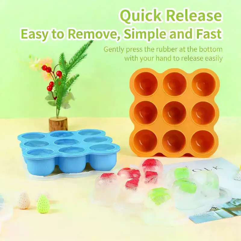Silicone Baby Food Freezer Tray Airtight Leakproof 9Grid Container with Clear Lid for Homemade Puree Storage
Silicone Baby Food Freezer Tray Airtight Leakproof 9Grid Container with Clear Lid for Homemade Puree Storage
