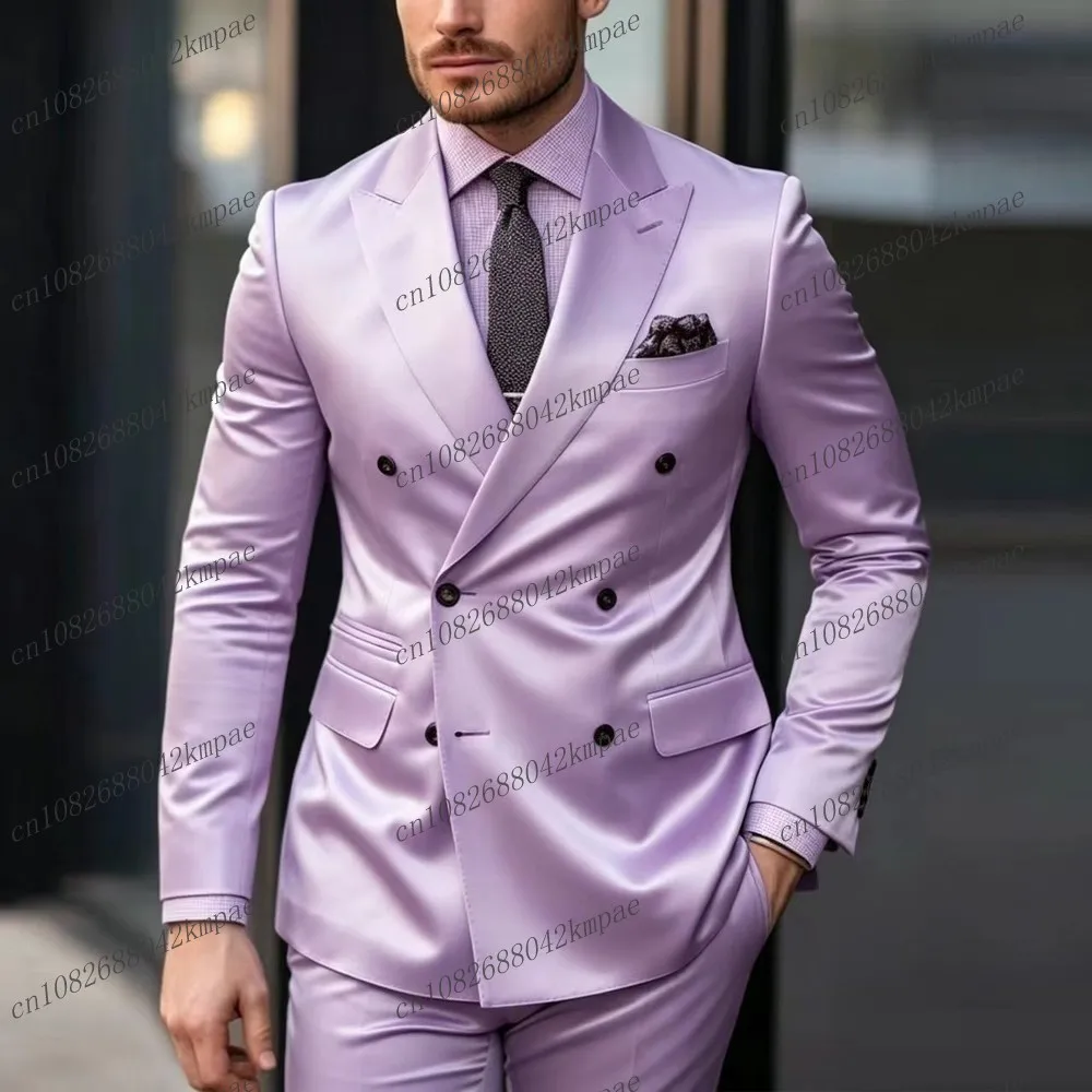 Shiny Acetate Satin Lavender Formal Men Suit Groom Groomsman Wedding Party Prom Business Male Tuxedos 2 Piece Set Blazer Pants
Shiny Acetate Satin Lavender Formal Men Suit Groom Groomsman Wedding Party Prom Business Male Tuxedos 2 Piece Set Blazer Pants