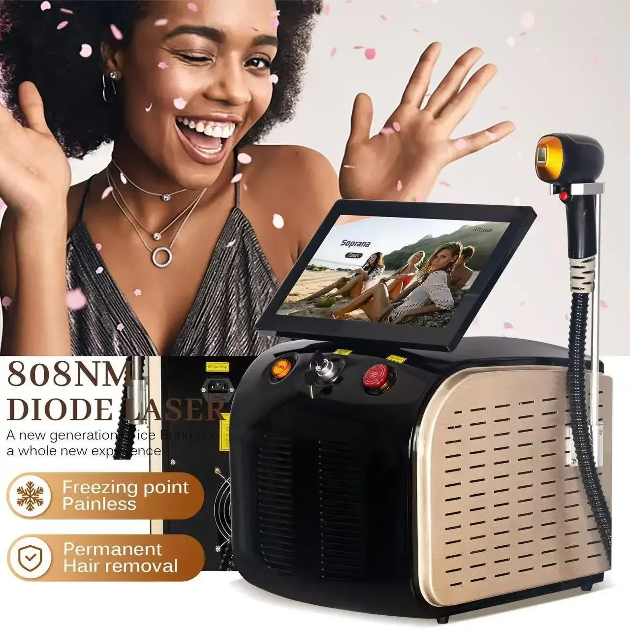 New Ice Skin Cooling 808nm Diode Laser 3-Wave Triple Wavelength Permanent Hair Removal Laser Depiladora for Smooth Skin
New Ice Skin Cooling 808nm Diode Laser 3-Wave Triple Wavelength Permanent Hair Removal Laser Depiladora for Smooth Skin