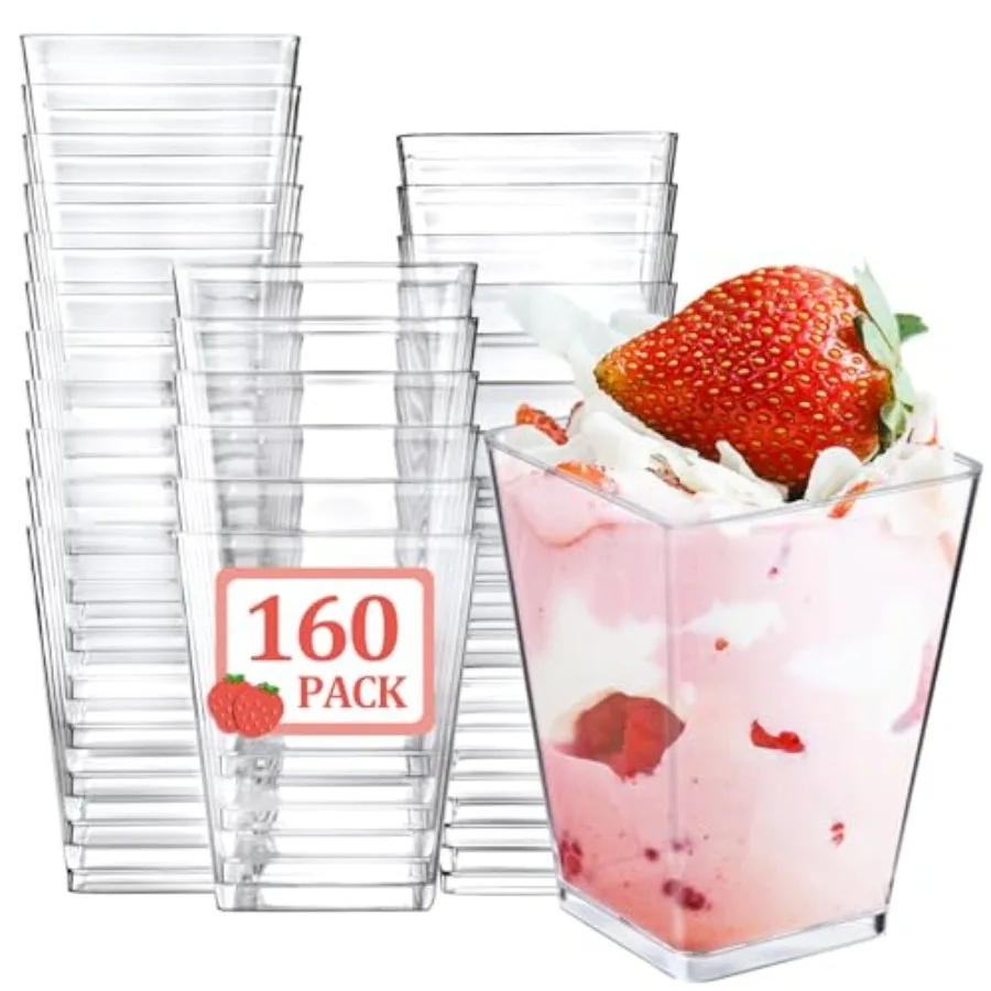 Pack 5 OZ Plastic Mini Dert - Clear Small Parfait, Square Appetizer Cups for Fruit, Pudding, Mousse, Ice Cream, Party, Wedding,
Pack 5 OZ Plastic Mini Dert - Clear Small Parfait, Square Appetizer Cups for Fruit, Pudding, Mousse, Ice Cream, Party, Wedding,