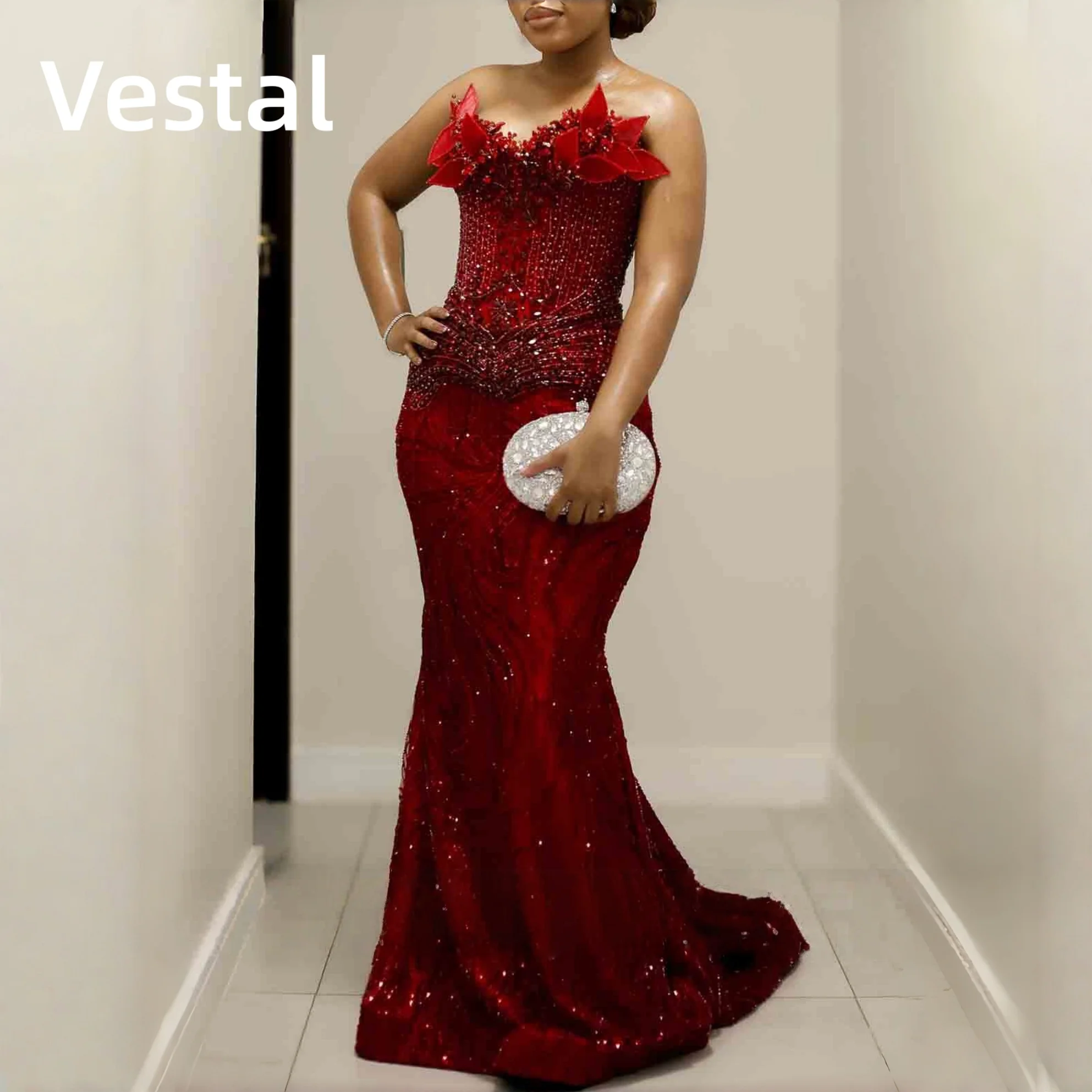 Red Strapless Mermaid Prom Dress for Women with 3D Floral Beaded Sequins Formal Evening Party Gown Customized
Red Strapless Mermaid Prom Dress for Women with 3D Floral Beaded Sequins Formal Evening Party Gown Customized