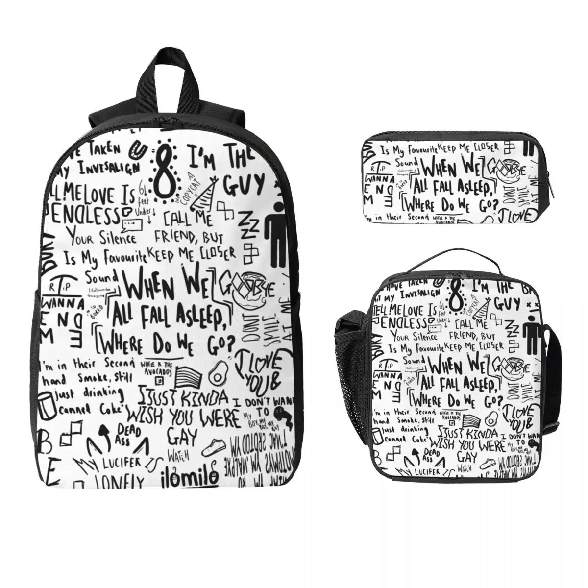 Billie Eilish Backpack Student BookBag School Bag Computer Shoulder Bags 3ps Insulated Lunch Bag Pencil Case
Billie Eilish Backpack Student BookBag School Bag Computer Shoulder Bags 3ps Insulated Lunch Bag Pencil Case