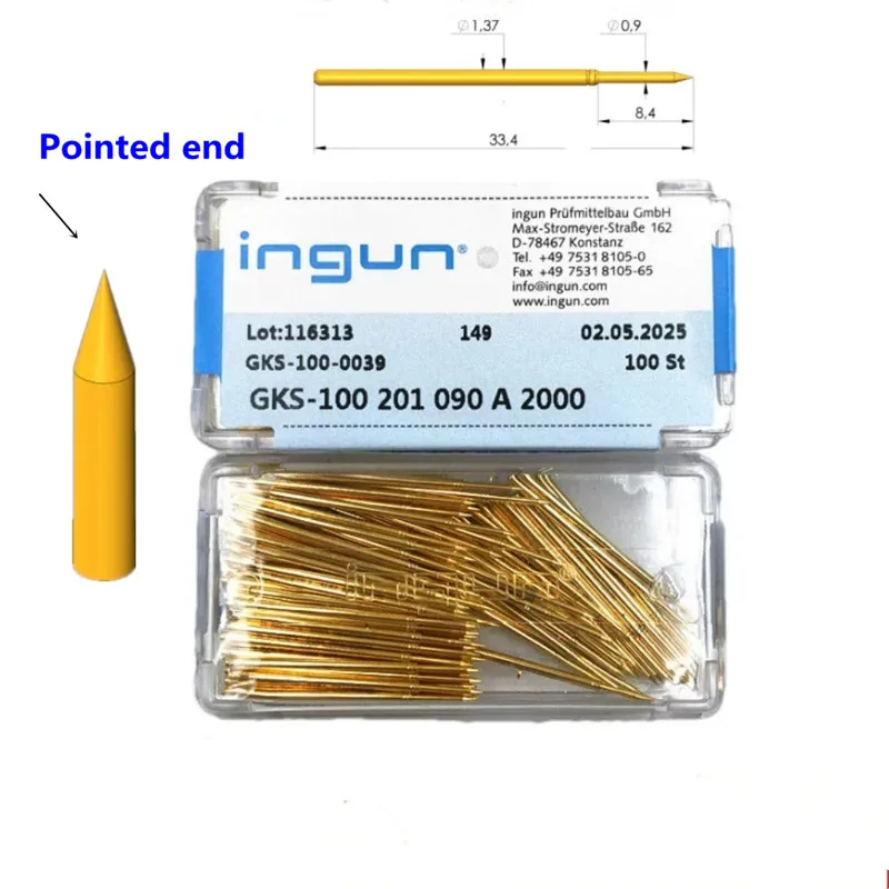 100PCS INGUN Probe GKS100 201 090 A2000 Pointed End 1.36mm Spring Test Pin ICT Test
100PCS INGUN Probe GKS100 201 090 A2000 Pointed End 1.36mm Spring Test Pin ICT Test