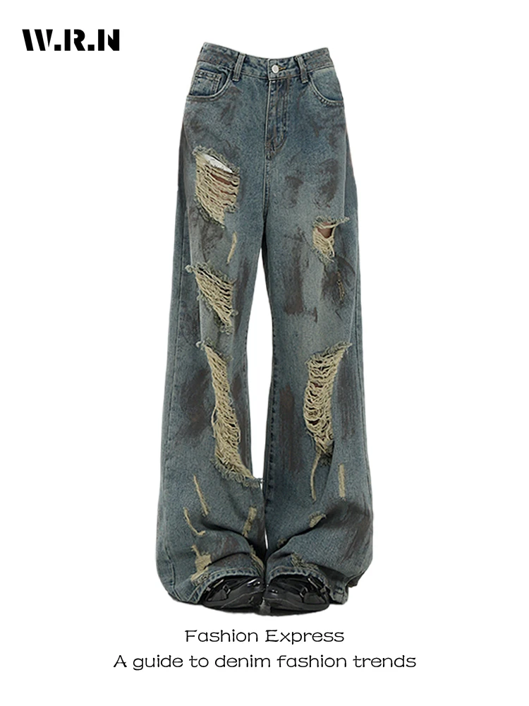2024 Summer Female Harajuku High Waist Jeans Vintage Y2K Loose Pants Streetwear Ripped Women's Wide Leg Baggy Denim Trouser
2024 Summer Female Harajuku High Waist Jeans Vintage Y2K Loose Pants Streetwear Ripped Women's Wide Leg Baggy Denim Trouser