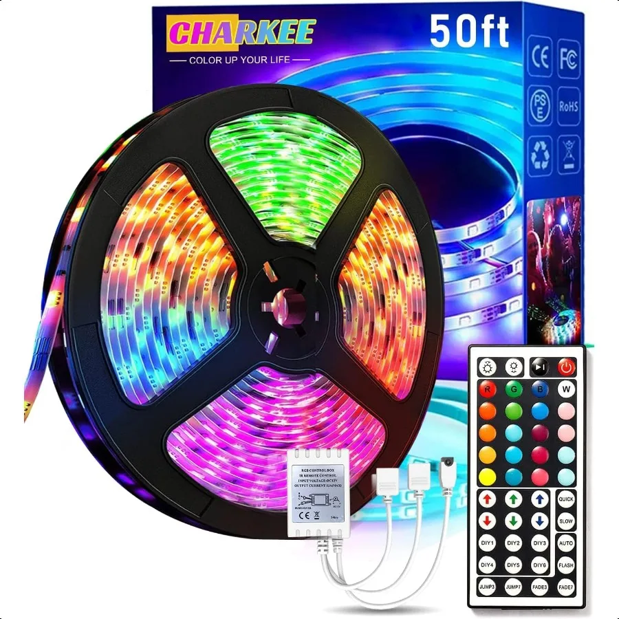 LED Lights for Bedroom 50 ft Color Changing LED Strip Lights with 44Key Remote 12 Volt RGB SMD5050 Tape Lighting for Bedroom Ro
LED Lights for Bedroom 50 ft Color Changing LED Strip Lights with 44Key Remote 12 Volt RGB SMD5050 Tape Lighting for Bedroom Ro