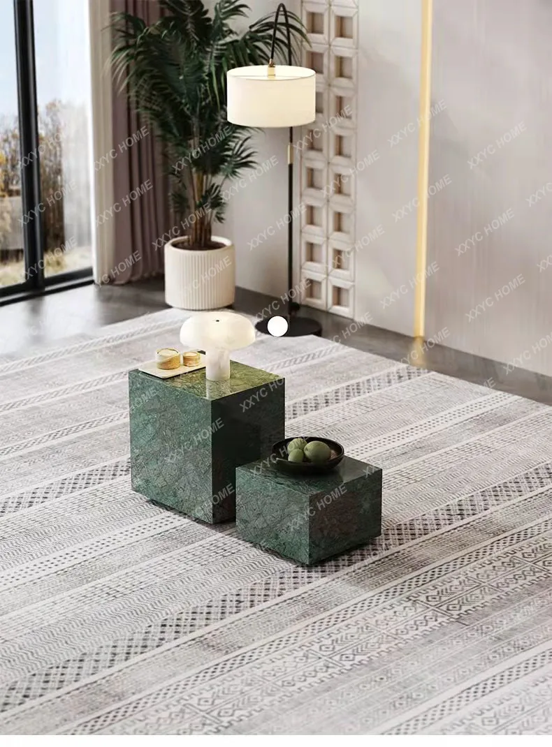 Natural marble edge table, square, small coffee table Indian green height table combination
Natural marble edge table, square, small coffee table Indian green height table combination