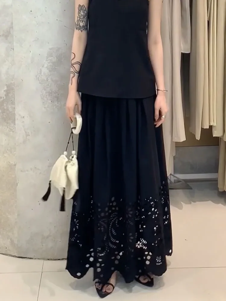 Design Sensation Hollow out Hemline A-Line Skirt Black Drapey Style Women's Commute High Waist Straight Tube Long Skirt
Design Sensation Hollow out Hemline A-Line Skirt Black Drapey Style Women's Commute High Waist Straight Tube Long Skirt