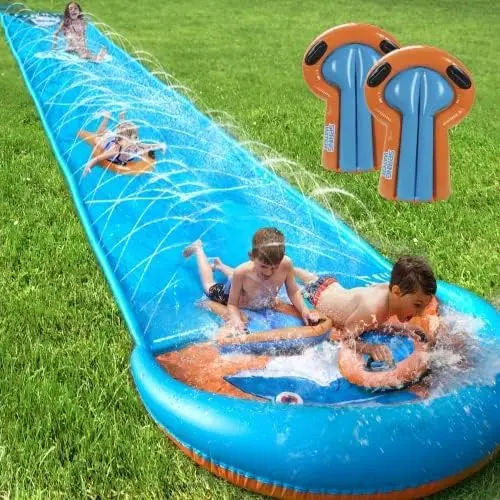 31.5FT Slip Water Slide, Extra Long Slip Lawn Water Slides for Kids Adults Backyard with 2 Inflatable Bodyboards and Sprinkler,
31.5FT Slip Water Slide, Extra Long Slip Lawn Water Slides for Kids Adults Backyard with 2 Inflatable Bodyboards and Sprinkler,